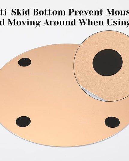 Premium Aluminum Metal Mouse Pad Mice Mat, 7.7 Inch Round Mouses Pads Gaming Office Home Mice Mat, Waterproof Surface Cute Computer Small Flat Double Sided Mouse Pad for Men Women (Champagne Gold)