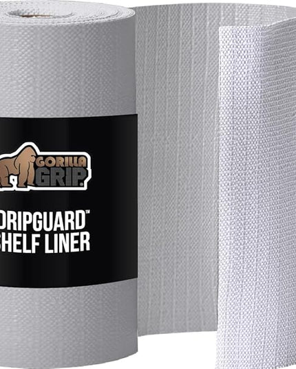 GORILLA GRIP Slip Resistant Drawer and Shelf Liner 2 Pack, Non Adhesive Water Resistant, Easy Clean and Trim, Smooth Surface Liners for Kitchen Cabinet Shelves Drawers Pantry 20 IN x 20 FT, Light Gray