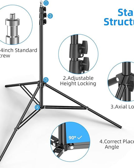 EMART 8.5 x 5ft Portable T-Shape Backdrop Stand Kit with Adjustable Frame, 4 Spring Clamps & Carry Bag for Parties, Photography, Video, and Studio Background Support