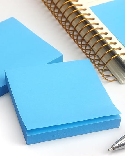Sticky Notes 3x3 Self-Stick Notes Pads with 6 Bright Colors, Easy to Post for Office, School, Home, 6 Pads/Pack, 100 Sheets/Pad (Blue)