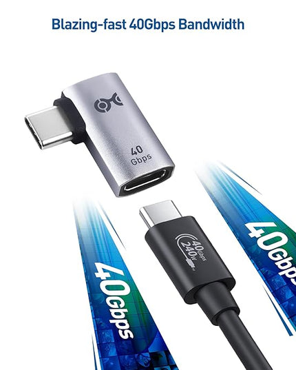 Cable Matters 2-Pack 40Gbps Flat Right Angle USB C Adapter, Up to [4K@240Hz Video, 240W Charging, 40Gbps Data Transfer] 90 Degree USB C Adapter, Compatible with Thunderbolt 4, iPhone 16, Steam Deck