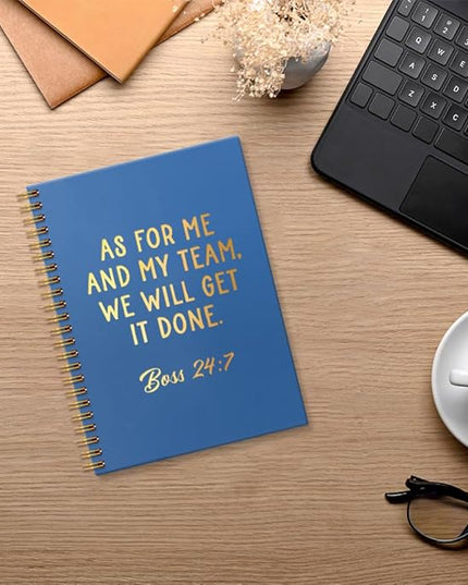 Msticey As For Me And My Team We Will Get It Done 160 Blank Pages Navy Blue Hardcover Spiral Notebook, Appreciation Gifts for Women Manager Supervisor Leader Coworker Colleague, Funny Boss Day Gifts