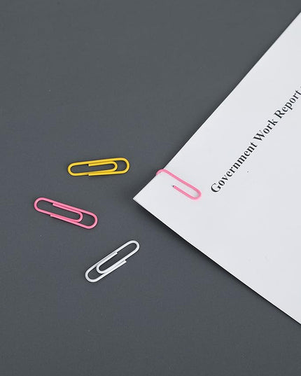 PAPERPAL Paperclips for Office School & Personal Use, Duo Size Vinyl Coated Paper Clip (2" & 1-2/7"), 540 Large & Medium Size Paper Clips (360 in No.1 Size, 180 in Jumo Size), Assorted Color