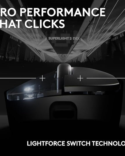Logitech G PRO X Superlight 2 DEX Wireless Gaming Mouse, 60g pro-Grade Right-Handed Mouse with 5 programmable Buttons, USB-C Charging, 44k DPI Sensor, up to 8 kHz Polling for PC/Mac - Black