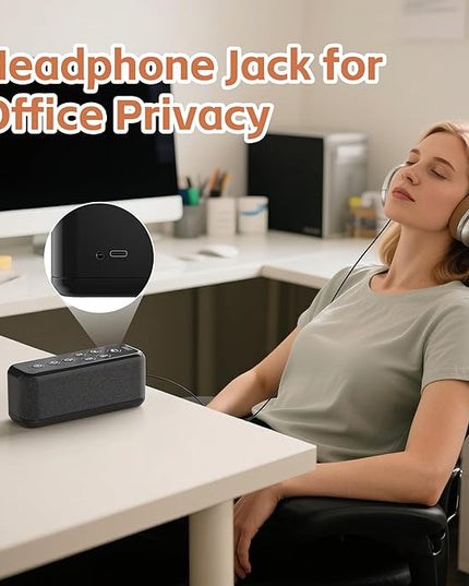 Rechargeable White Noise Machine with 3000mAh Battery - Bluetooth Sleep Sound Machines with Lullabies & Fan Sounds, Auto-Off Timer, Perfect for Office Privacy, Noise Canceling & Sleep Improvement
