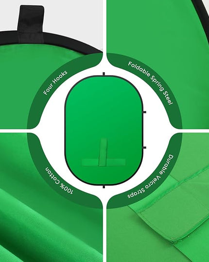 Green Screen Portable,Heorryn 3x5ft Green Blue Screen Chair Backdrop Kit Background Double Sided Pop Up Chroma Key for Photography,Live Streaming Gaming Zoom Video Chats Parties and Meeting
