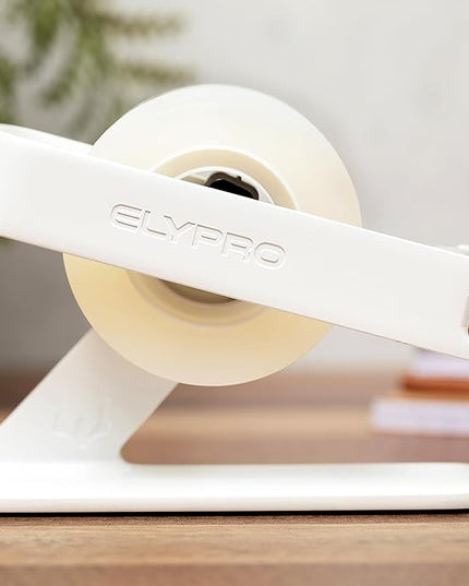 ELYPRO Modern Tape Dispenser for Office Desk - Elegant and Minimalist Design, Heavy Metal Made, Space-Saving, Perfect for Office & Home Use or as a Stylish Gift - Bonus Tape Roll Included (White)