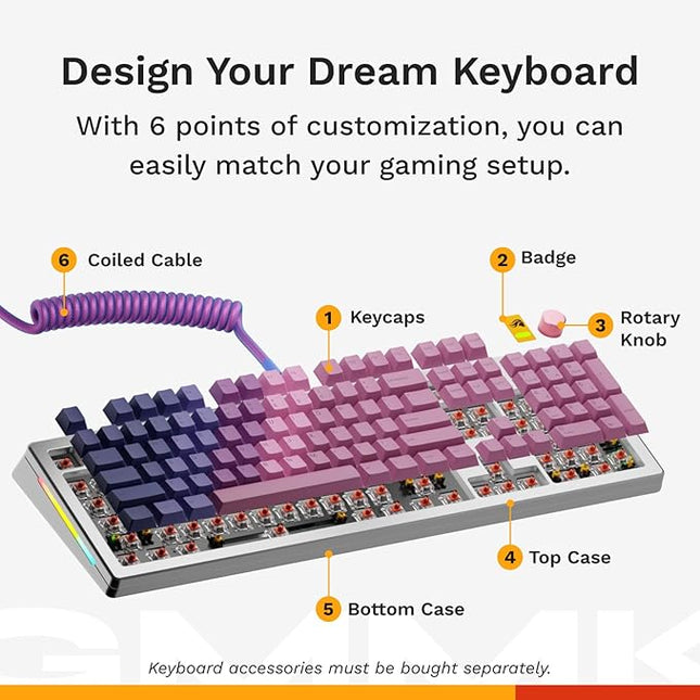 Glorious Gaming - GMMK 3 PRO Barebones Custom Keyboard Kit w/Knob, Custom Modular Aluminum Body & Gasket System, Hotswappable 100% Keyboard, Sound Dampening Foam, Aluminum Switch Plate ANSI (Silver)