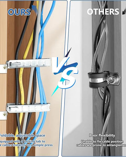 AOIGU 100 Pack Stud Wall Mounting Cable Support Clamps - Galvanized Steel Electrical Bracket Fasteners with Locking Tab, Wire Management for Residential Electrical Wiring Projects