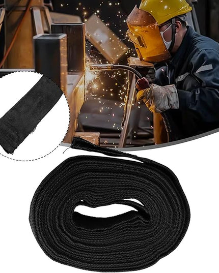 Welding Protective Nylon Sleeve 25ft – Abrasion Resistant Flame Retardant Hose Cover for TIG/MIG/Stick Torch Cables, Plasma Torch and Hydraulic Lines, Black