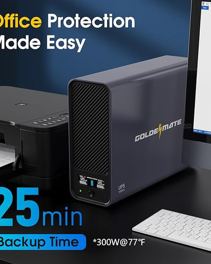GOLDENMATE 1000VA/600W Lithium UPS Battery Backup and Surge Protector, Sinewave UPS System with LiFePO4 Battery(153.6 Wh), Updated Pro Ver. with USB Communication Port, 8 Outlets, LCD Display, Gray