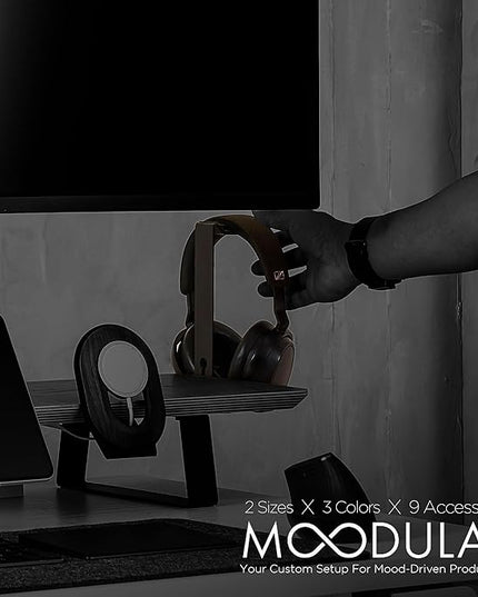 Moodular Add-ons Headphone Stand [Accessory Only - Requires Moodular Wooden Monitor Stand Slide Rails for Use] Black MSA-HS