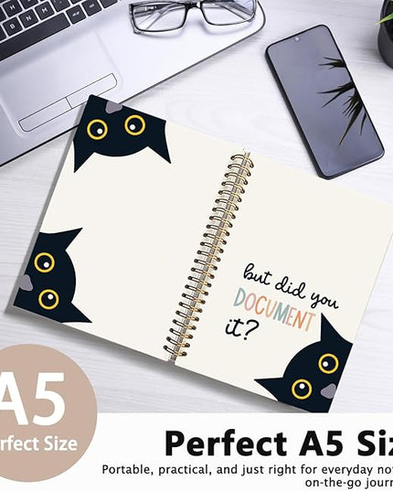 Funny Black Cat Notebook, Office Notebooks for Note Taking, Work Journal for Women Men, But Did You Document It Kitten Journals for Writing, Funny Cat Office Supplies, 5.5x8.3 Inch