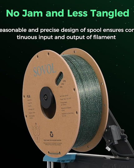 Sovol 3D Printer Luminous Filament, Glow in The Dark PLA 1kg (2.2 lbs) Spool 3D Printing Materials, Dimensional Accuracy +/- 0.03 mm, 1.75 mm, Shiny Green