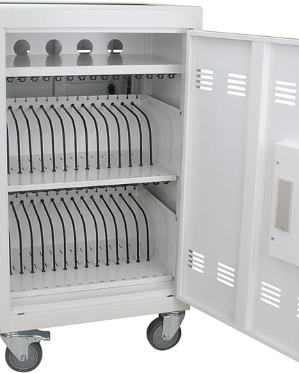 Laptop and Tablet Storage Cart,with Combination Lock Mobile Charging Cabinet for Up to 30 Unit,with Charging Port Screen Size Up to 16.3",Charging Cart for Tablets,Laptops,Suitable for School,Business