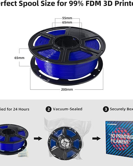 FLASHFORGE PLA Filament 1.75mm, 3D Printer Filament 1kg (2.2lbs) Spool, Dimensional Accuracy +/- 0.02mm, 3D Printing Filament Easy to Use and Fits for Most FDM 3D Printers (Blue)