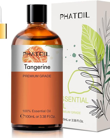PHATOIL 3.38FL.OZ Tangerine Essential Oil, for Aromatherapy Diffusers, Humidifiers, Great for DIY Candle and Soap Making, Huge 100ML Bottle
