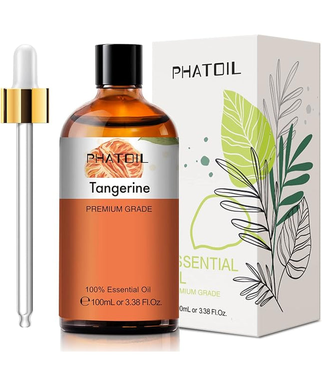 PHATOIL 3.38FL.OZ Tangerine Essential Oil, for Aromatherapy Diffusers, Humidifiers, Great for DIY Candle and Soap Making, Huge 100ML Bottle