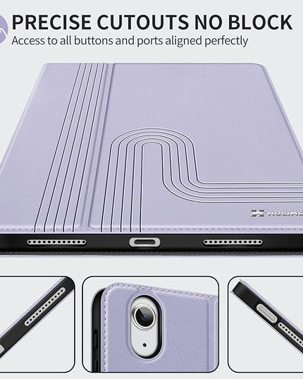 H HOLIMET Case for iPad Air 11 inch 2025 (M3)/2024 (M2) /iPad Air 5th Generation 2022/iPad Air 4th Generation 2020 10.9 Inch with Pencil Holder Shockproof Protective Cover Vegan Leather (Purple)