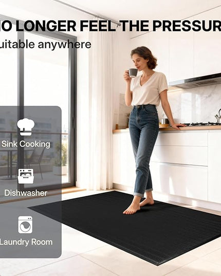 NORTHSKY Olympia Anti Fatigue Mat, Kitchen Mats for Floor, Ribbed, 3 x 2 ft, 5/8" Thick, Waterproof PU, Slip-Resistant, High-Density Memory Foam, for Garage Repair, Kitchen&Balcony, Office（36''x24''）