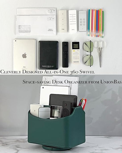 UnionBasic Rotating Desk Organizer, 360 Degree Desk Spinning Caddy, Desktop TV Guide/Mail/Media/Remote Controller Holder Organizer, Vintage Green