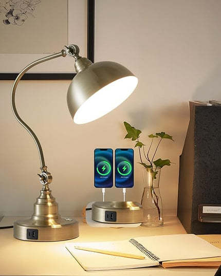 Vintage Desk Lamp Decorative Table Lamp for Home Office Living Room Bedroom Desk Light, Rustic Industrial Farmhouse Antique Library Study Desk Lamp E26 LED Bulb Included