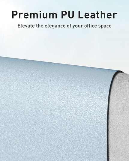 Aothia Leather Desk Pad Protector, Mouse Pad, Office Desk Mat, Non-Slip PU Leather Desk Blotter, Laptop Desk Pad, Waterproof Desk Writing Pad for Office and Home (36" x 17", Baby Blue)