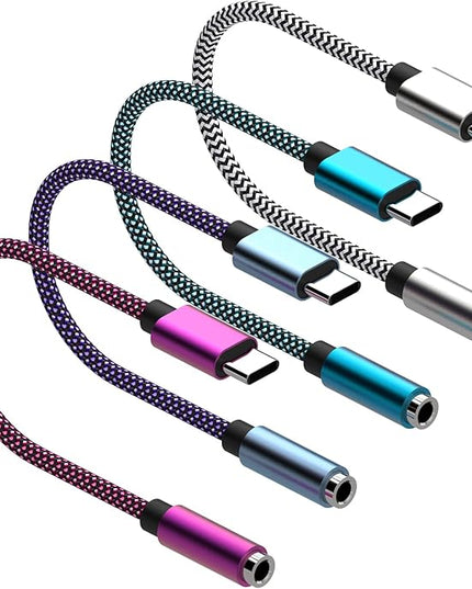 USB Type C to 3.5mm 4pack Female Headphone Jack Adapter: Type C to Aux Audio Cable Cord Compatible with Samsung Galaxy S22+ S21 Ultra S20 S10 S9 Note 20 10, Google Pixel 6 Pro/5/4/3/2