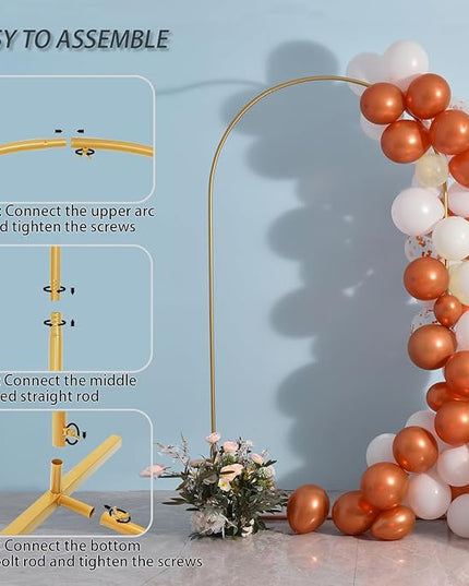 Vincidern 6.6 FT Wedding Arch Backdrop Stand for Parties, Balloon Arch Stand, Wedding Arches for Ceremony, Metal Arch Backdrop Stand for Bridal Baby Showers, Birthday Party Decoration Door Frame Gold