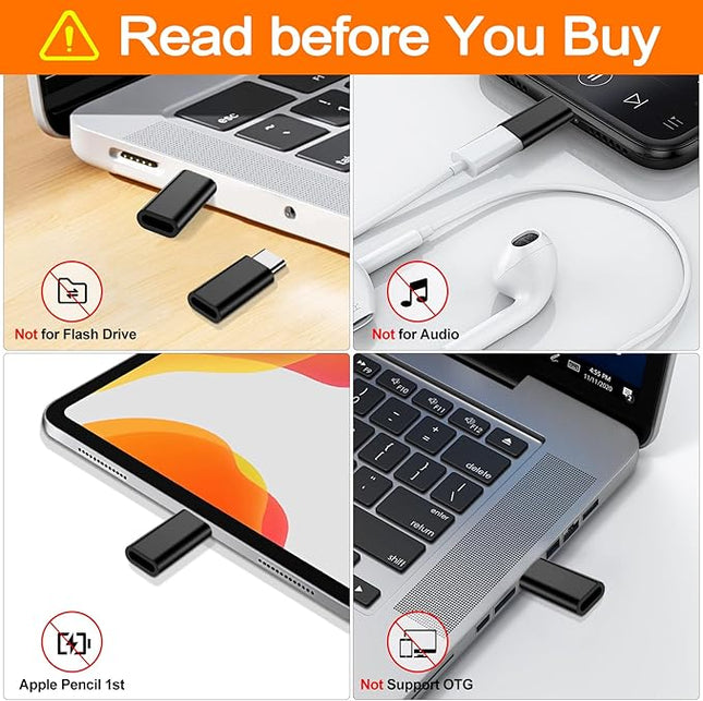 𝟒𝐏𝐚𝐜𝐤 𝐔𝐩𝐠𝐫𝐚𝐝𝐞𝐝 Lightning to USB C Adapter for iPhone 16/15 Pro Max/Plus,Samsung S25,iPad,Not for Audio,Charging & Data Sync ONLY,Type C Charger Connector,for iPhone 16/15 Charger