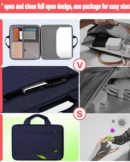 Hseok Laptop Case 13.3-14 inch Briefcase Handbag, Water-Resistant and Shockproof Computer Sleeve Compatible with MacBook Pro 14", Mac Air/Pro 13.3" and 13"-14" Notebooks Chromebooks,Blue
