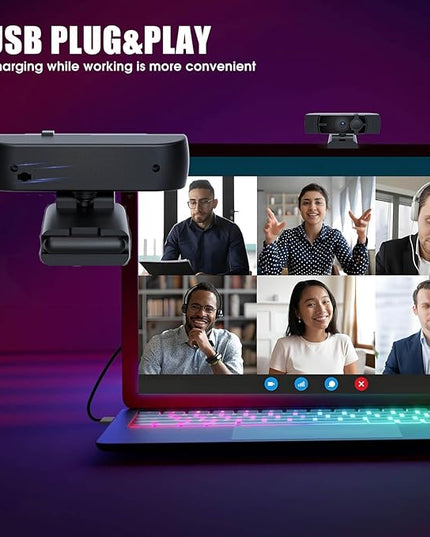 4K Webcam for PC & Laptop - Ultral HD 4K, AI Autofocus, Support DZoom and ePTZ, Built-in Noise-Canceling Mics and Slidable Privacy Cover for Business Meetings, Conferencing & Video Calls