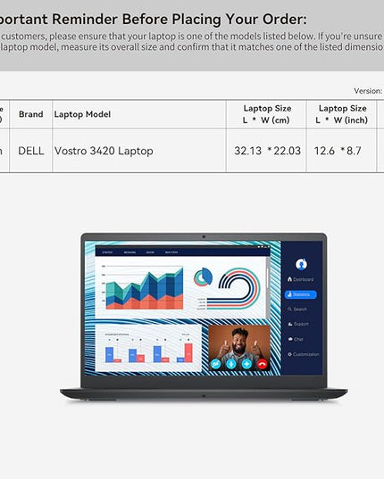 Smatree 14 inch Laptop Sleeve for DELL Vostro 3420/3430, DELL Laptop Case with Accessory Pocket, YKK Zipper, Patented Shockproof Design (E425)