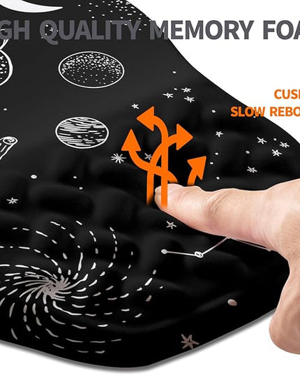 Ergonomic Slope Mouse Pad Wrist Support, Wrist Rest Mousepad for Carpal Tunnel Pain Relief with Massage Bulge and Slow Rebound Memory Foam (12x8 inch, Galactic System)
