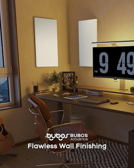 BUBOS 4 PCS Acoustic Panels,23.6''x11.8'' Fabric Soundproof Wall Panels,Self-adhesive Sound Absorbing Panels for Studios, Office, Home Theater, Fabric-Clad Off-White