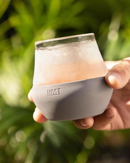 Host Tasting Glass FREEZE, Whiskey Tasting Glasses with Active Cooling Gel, Whiskey Lover Gifts, Gray 6.7oz Set of 2