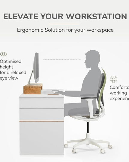 Anji Mountain Wooden Monitor Stand - Elegant Monitor Riser, Perfect Monitor Stand for Desk Organization, Durable Wood Construction monitor stands, Enhances Ergonomics and Workspace Efficiency,Natural