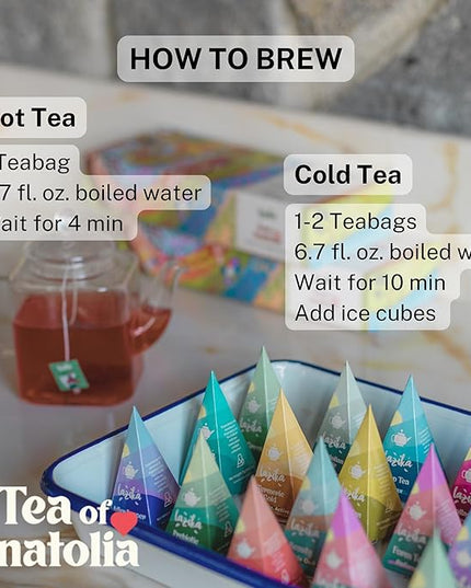 Lazika Tea Variety Pack with Lovely Presentation Box, Black, Green and Herbal Tea Sampler Gift Set, 20 Counts, Premium Collection with Pyramid Infuser Bag, Handcrafted