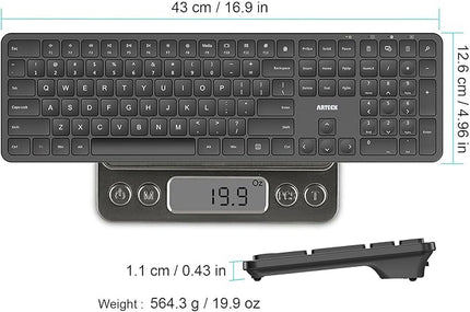 Arteck 2.4G USB Wireless Keyboard Ultra Slim Full Size Keyboard with Numeric Keypad and Media Hotkey for Computer/Desktop/PC/Laptop/Surface/Smart TV and Windows 11/10