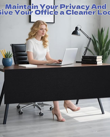 Under Desk Privacy Panel 47"x15.7" Self-Adhesive Privacy Panel Office Desk Modesty Screen for Home Office and Standing Workstations, Black(1-Pack)