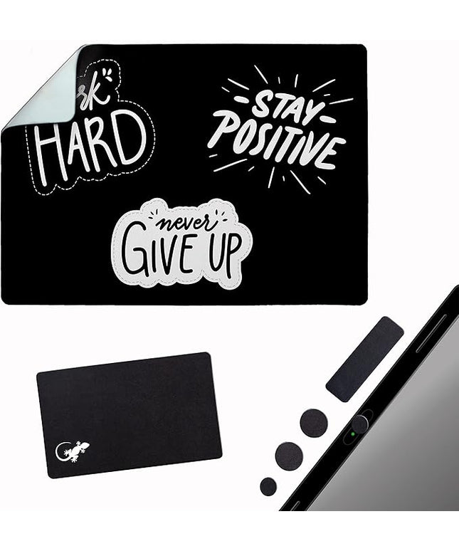 Mouse Pad Adhesive Bottom - Sticks to Any Surface - Portable - Webcam Covers and Screen Cleaner Included (Never GIVE UP)