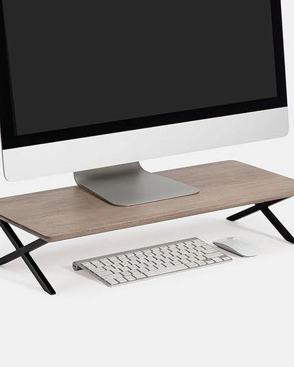 Anji Mountain Monitor Stand - Desktop Organizer & Laptop Riser, Ergonomic Monitor Riser, Space-Saving Monitor Stand for Desk, Durable Construction, Easy Assembly, Ideal for Home & Office,Biscotti