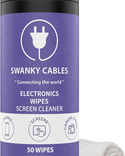 Screen Cleaner Wipes: Electronic Wipes for Screens - Computer Screen Wipes for Lens, Phone, Tv Screen and Monitor Cleaning - Tech Wipes & Microfiber Cloth (Canister, 50 Count)