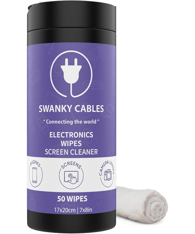 Screen Cleaner Wipes: Electronic Wipes for Screens - Computer Screen Wipes for Lens, Phone, Tv Screen and Monitor Cleaning - Tech Wipes & Microfiber Cloth (Canister, 50 Count)