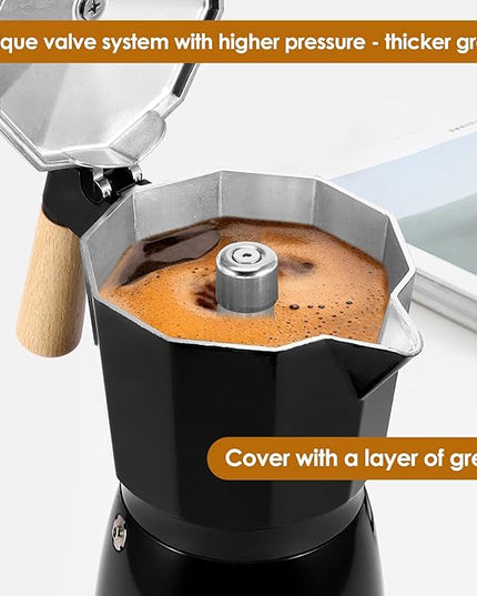 Electric Espresso Coffee Maker, 6 Cup Coffee Pot with Detachable Base Portable Aluminum Italian Moka Maker Electric Moka Pot for Home Cafe Outdoor Office