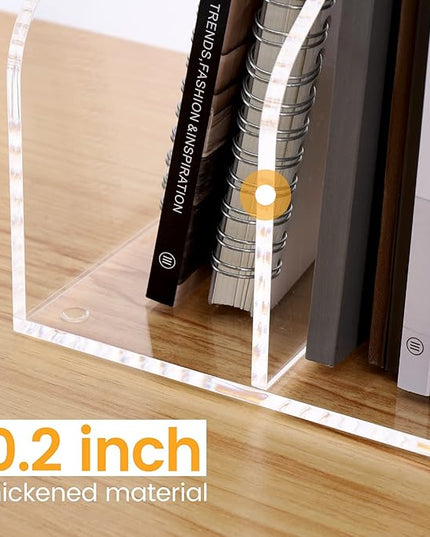 Desk File Organizer, Acrylic Magazine File Holder with 3 Vertical Compartments Rack File Sorter for Office Home Classroom Desk Organization, Clear…