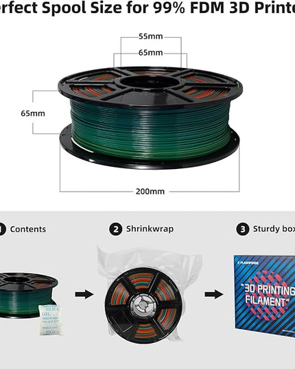 FLASHFORGE PLA Filament 1.75mm, 3D Printer Filament 1kg (2.2lbs) Spool, Dimensional Accuracy +/- 0.02mm, 3D Printing Filament Easy to Use and Fits for Most FDM 3D Printers (Rainbow)