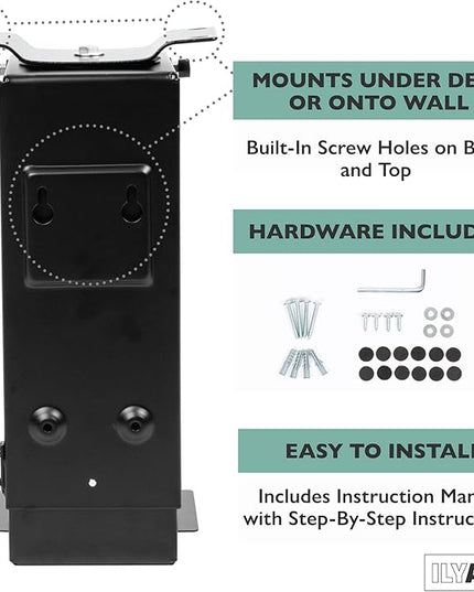 Ilyapa Under Desk Computer Mount with 360 Degree Swivel - CPU Holder for PC Desktop Tower