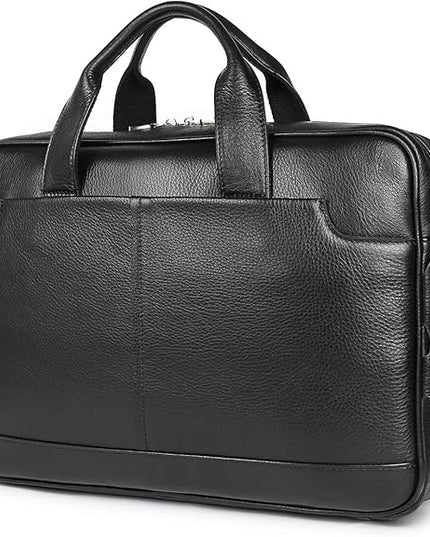 Augus Leather Laptop Briefcase for Men,Waterproof Travel Messenger Duffle Bags 15.6 Inch Laptop Bag