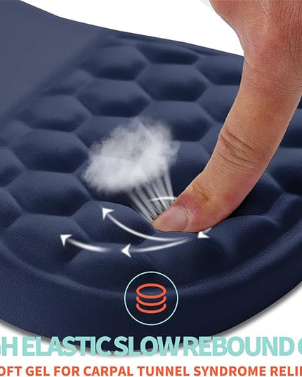 Ergonomic Mouse Pad Wrist Support with Memory Foam Massage Bulge, Carpal Tunnel Pain Relief Mousepad Wrist Rest for Mouse(12x8 inch, Dark Blue)